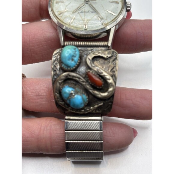 Vintage Longines Jamboree Watch Turquoise Cuff Southwestern Bracelet Unisex main image 7